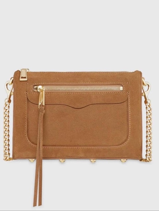 Rebecca Minkoff Handbags - Rebecca Minkoff Avery Suede Crossbody Bag Gold Chain in Tan/Caramel